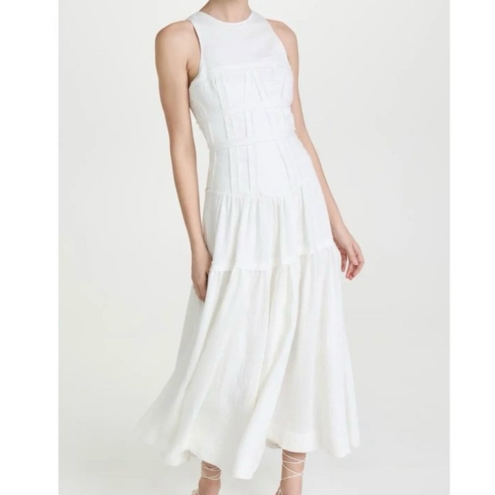 Aje Tidal Corset Midi ivory Dress Size UK 8/ US 4